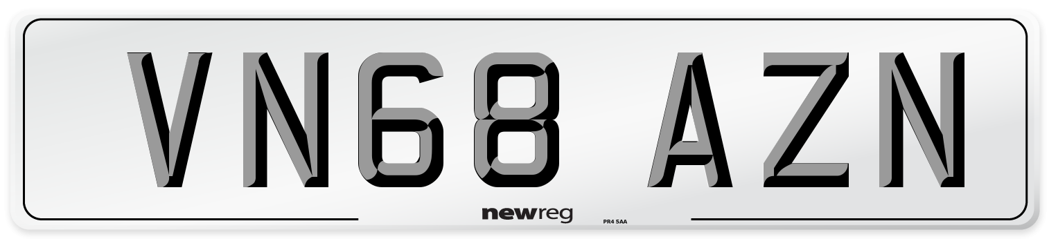 VN68 AZN Number Plate from New Reg